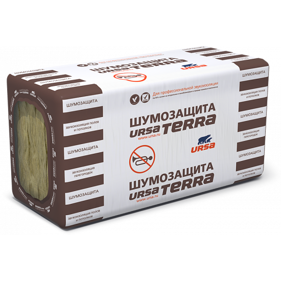 Утеплитель URSA (УРСА) Terra 34PN Шумозащита, (610х1250х5) 100 мм 0.381 м3 3,81 м2
