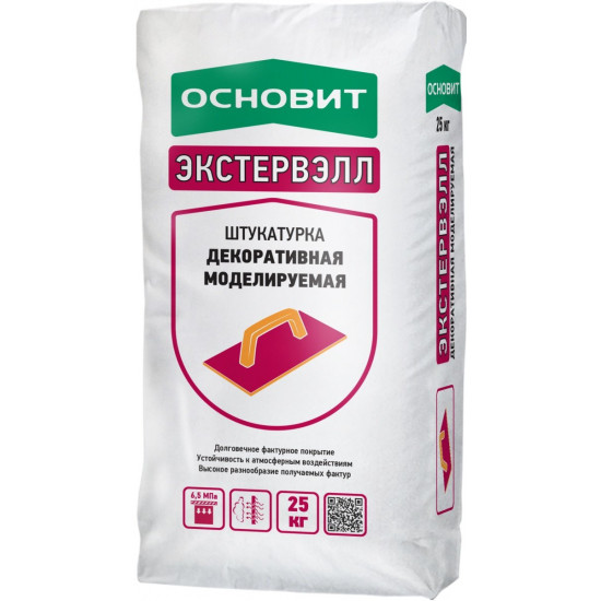 Декоративная штукатурка Основит Экстервэлл "Моделируемая" супербелая 2 мм (25 кг)