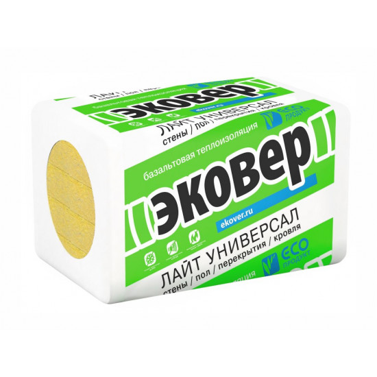 Утеплитель ЭКОВЕР ЛАЙТ УНИВЕРСАЛ 1000х600х50 8шт 0,240м3 4.8м2