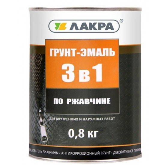 Грунт-эмаль 3 в 1 по ржавчине Лакра Голубая 0,8 кг