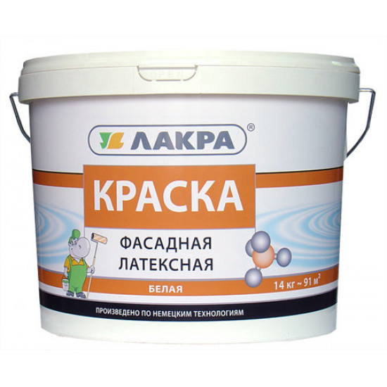 Краска латексная фасадная Лакра Белая 3 кг