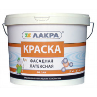 Краска латексная фасадная Лакра Белая 6,5 кг Краска латексная фасадная Лакра Белая 6,5 кг